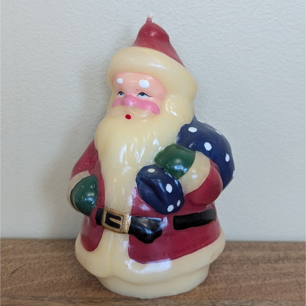 Vintage Santa Claus Molded Wax Figure Candle 5.5" Old World Christmas Charm